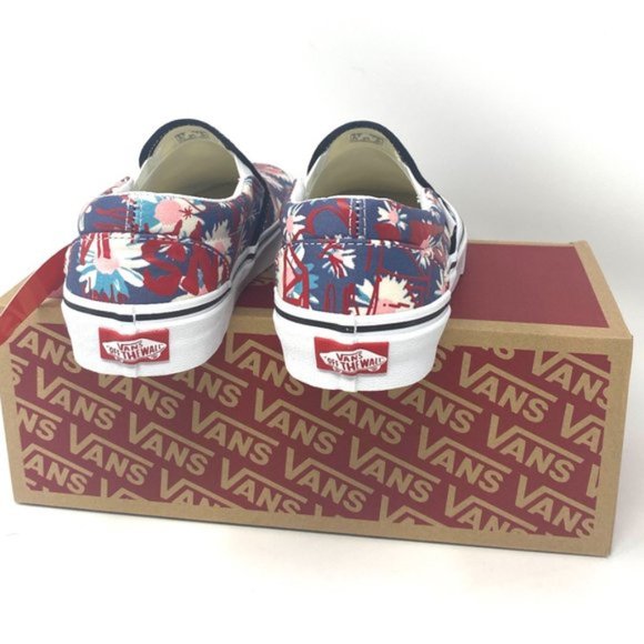 🌸Sale🌸 VANS Classic Womens Slip-On Low Top Crew Floral Blue Canvas VN0A4BV31JA - Picture 8 of 11